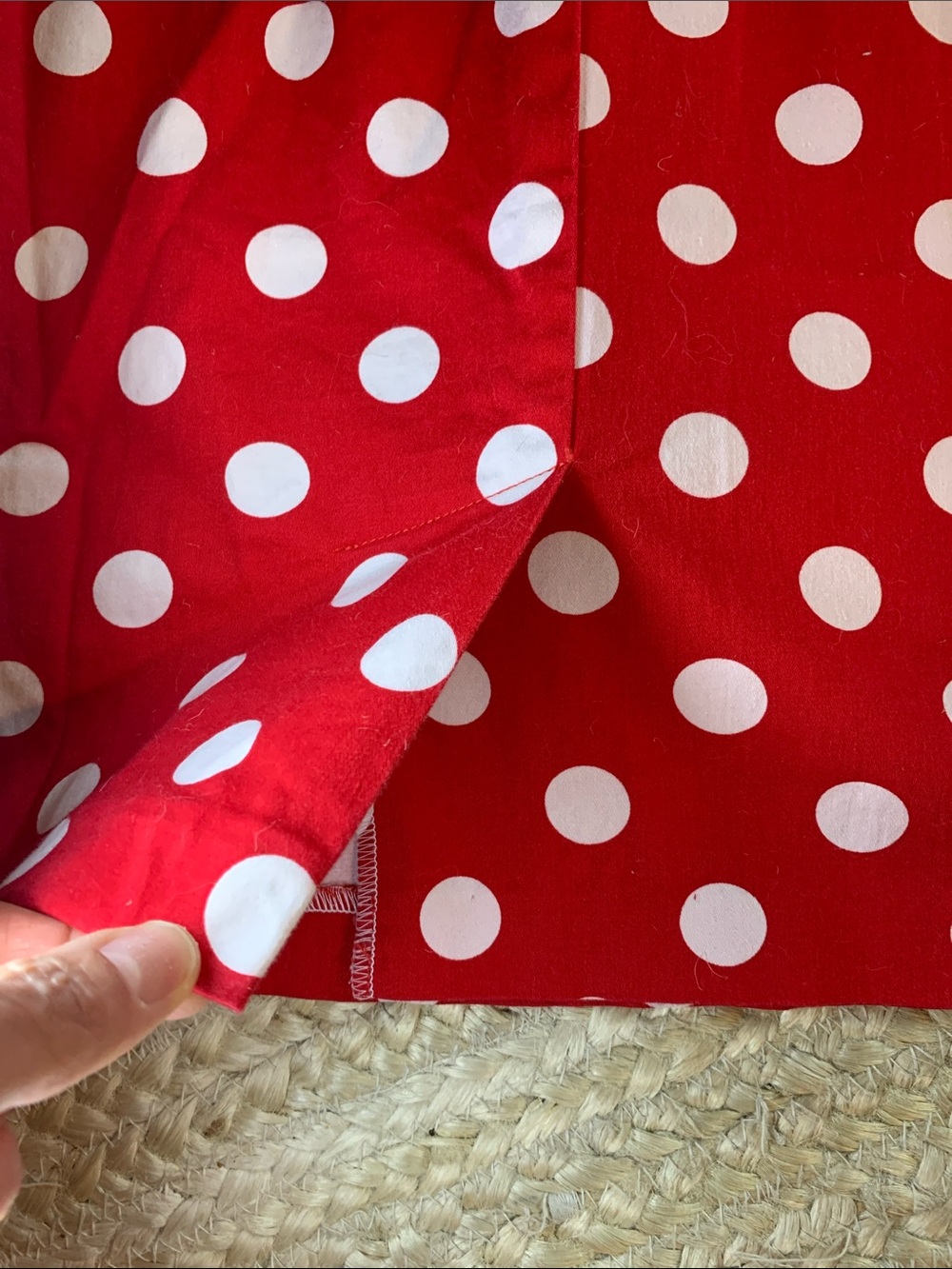 Sleeveless Vintage Inspired Red Polka Dot Mini Dress with Peter Pan Collar - Picture 9 of 11
